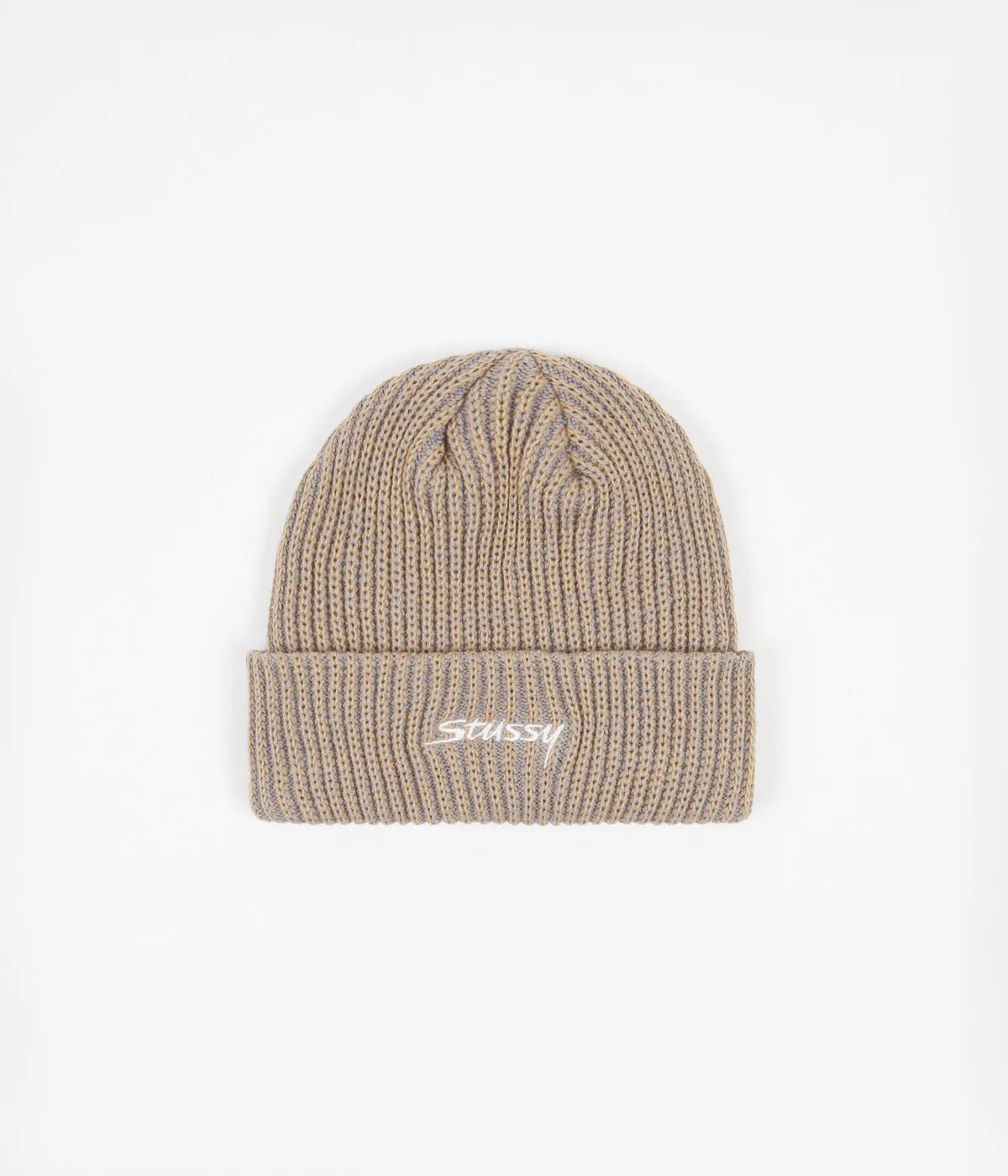 Stussy 2 Tone Knit Short Beanie - Tan