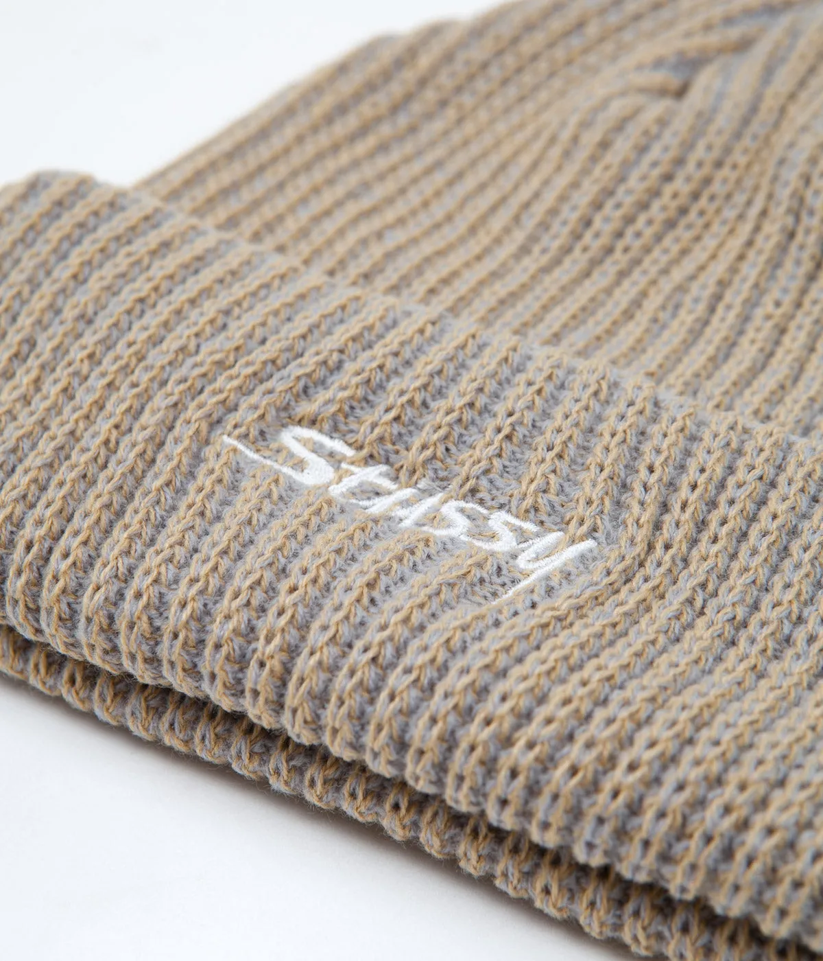 Stussy 2 Tone Knit Short Beanie - Tan