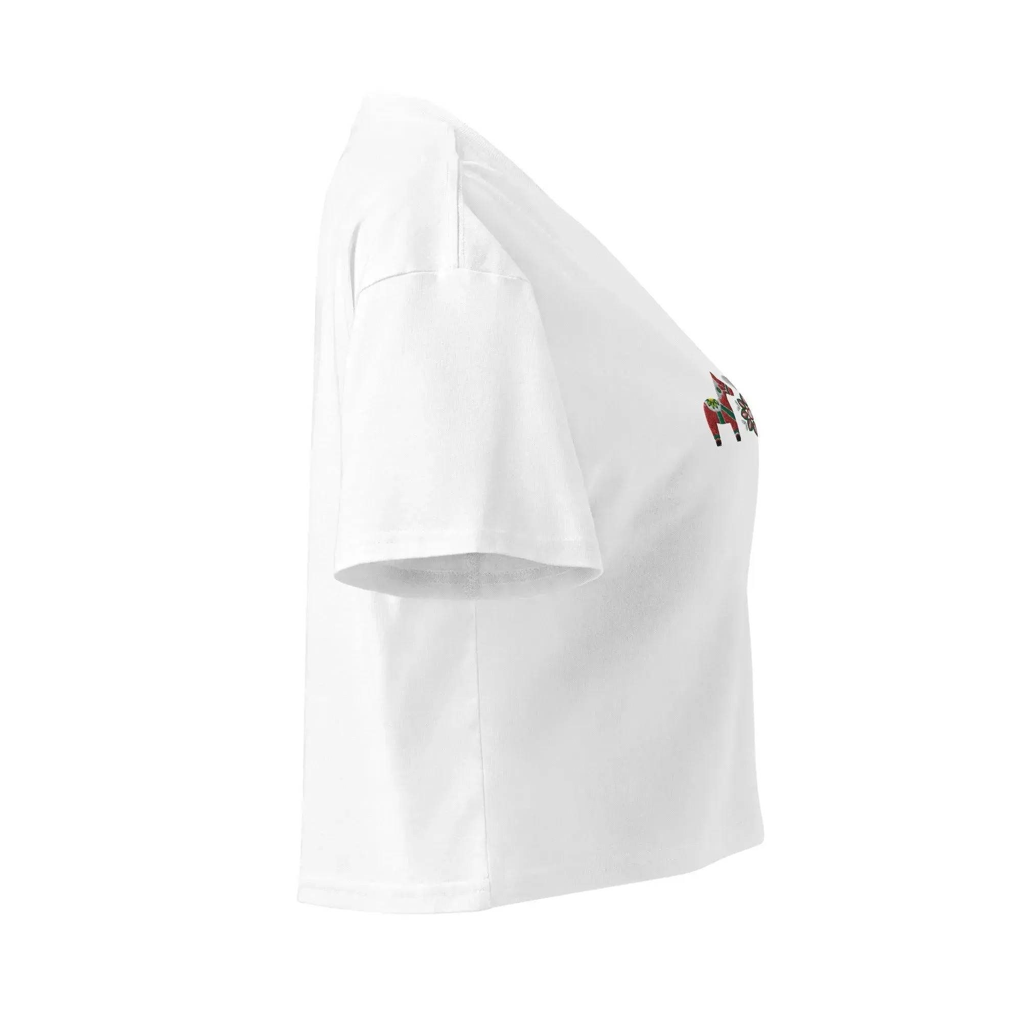 Swedish Red Dala Horse Embroidered Cropped T-Shirt