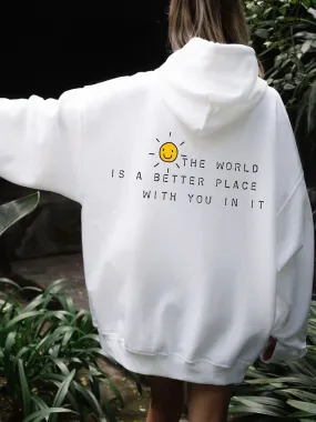 SXV  'THE WORLD IS A BETTER PLACE’ Printed Cool Aesthetic Sweatshirt Hoodie