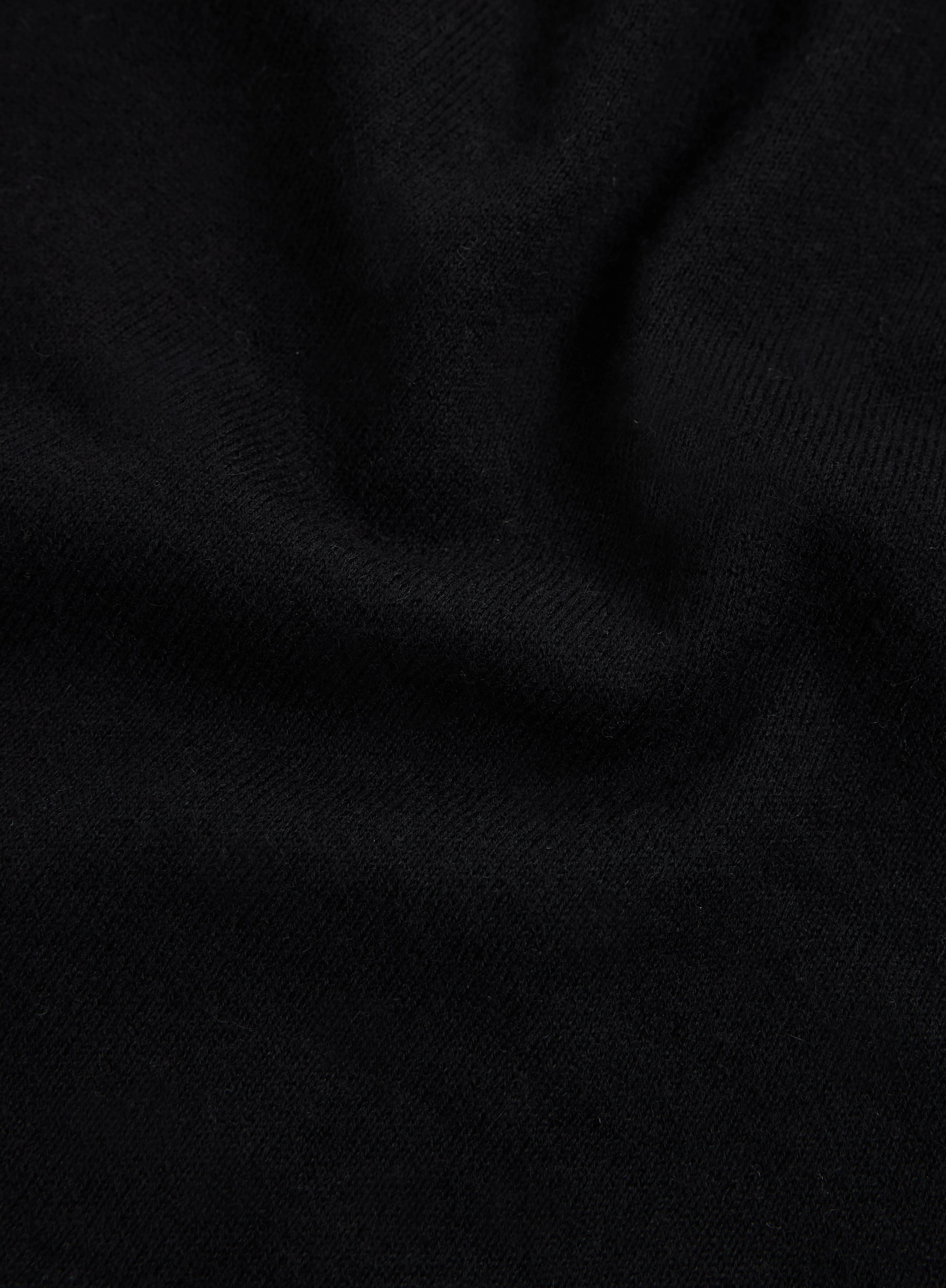 T-shirt Noir Col Rond Manches Longues en 100% Cachemire
