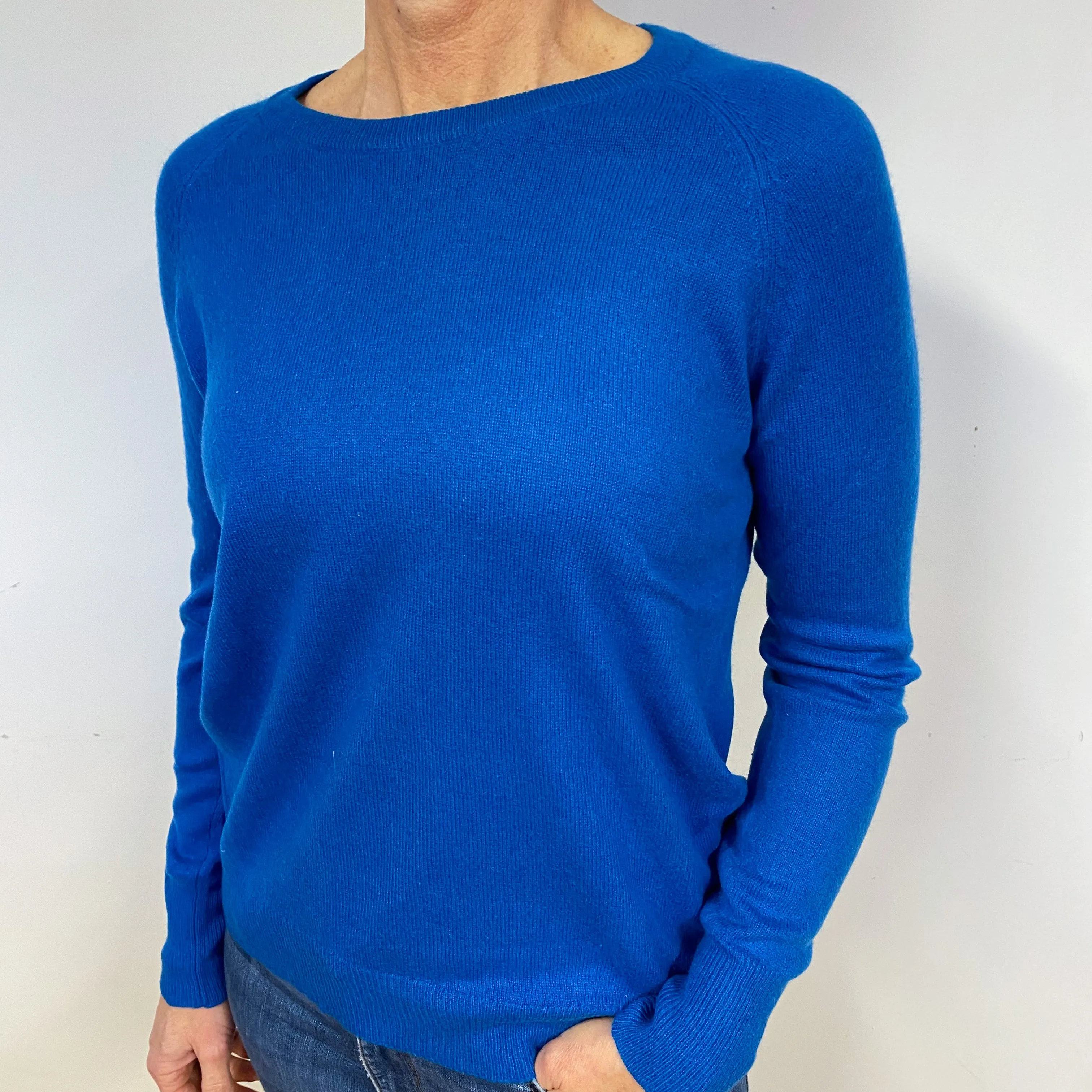 Tanzanite Blue Cashmere Crew Neck Jumper Medium