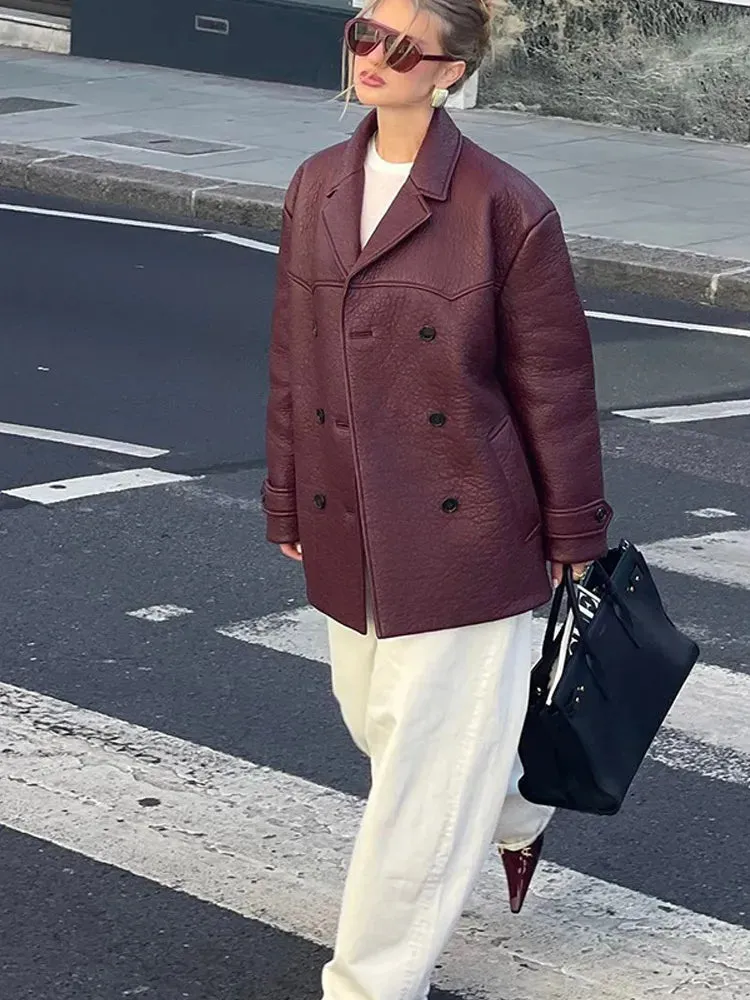 TAVIMART  -  Chic New Lapel Solid Color Women's Jacket Casual Pocket  Long Sleeved Single Breasted Coat Autumn Versatile High Streetwear
