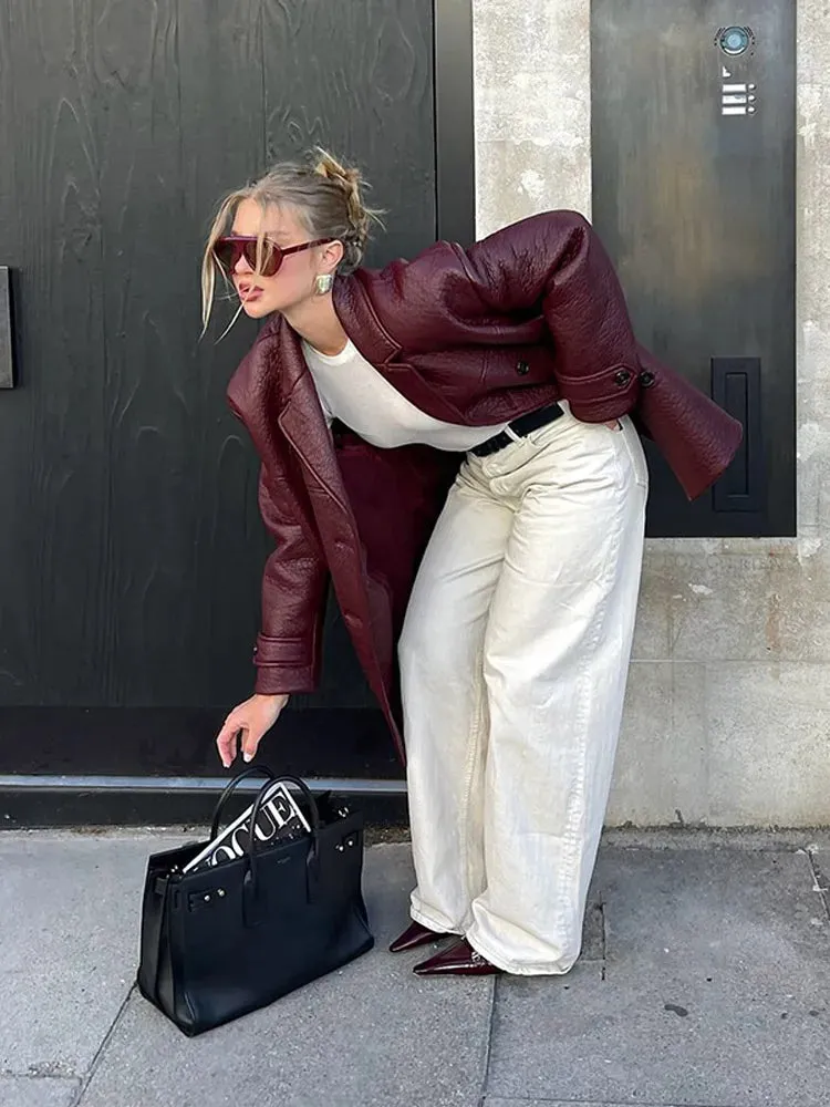 TAVIMART  -  Chic New Lapel Solid Color Women's Jacket Casual Pocket  Long Sleeved Single Breasted Coat Autumn Versatile High Streetwear