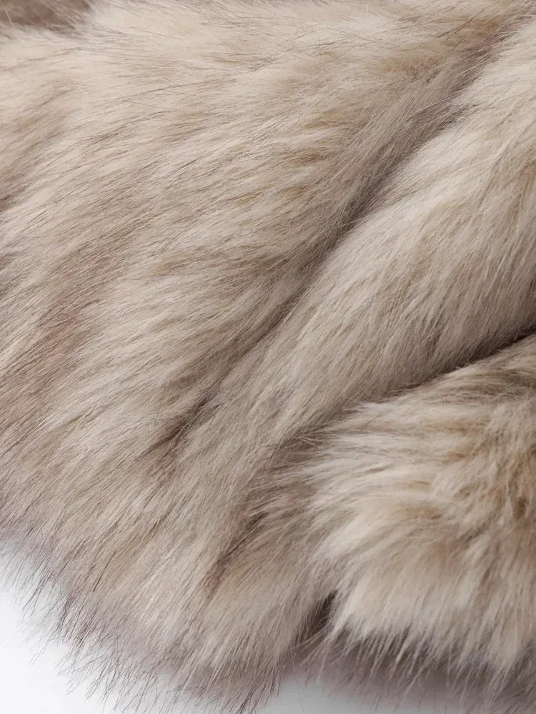 TAVIMART  -  Fashion Faux Fur Jacket Coat Women Streetwear Warm Fluffy Solid Loose Long Sleeve V Neck Female Cardigan Winter Outwear