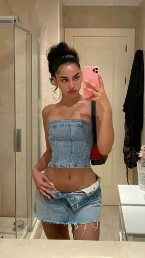 TAVIMART  -  Sexy Women Denim Corset Short Coat Vintage Y2K Blue Sleeveless Off Shoulder Side Zipper Summer Ladies Streetwear Wrap Chest Tops