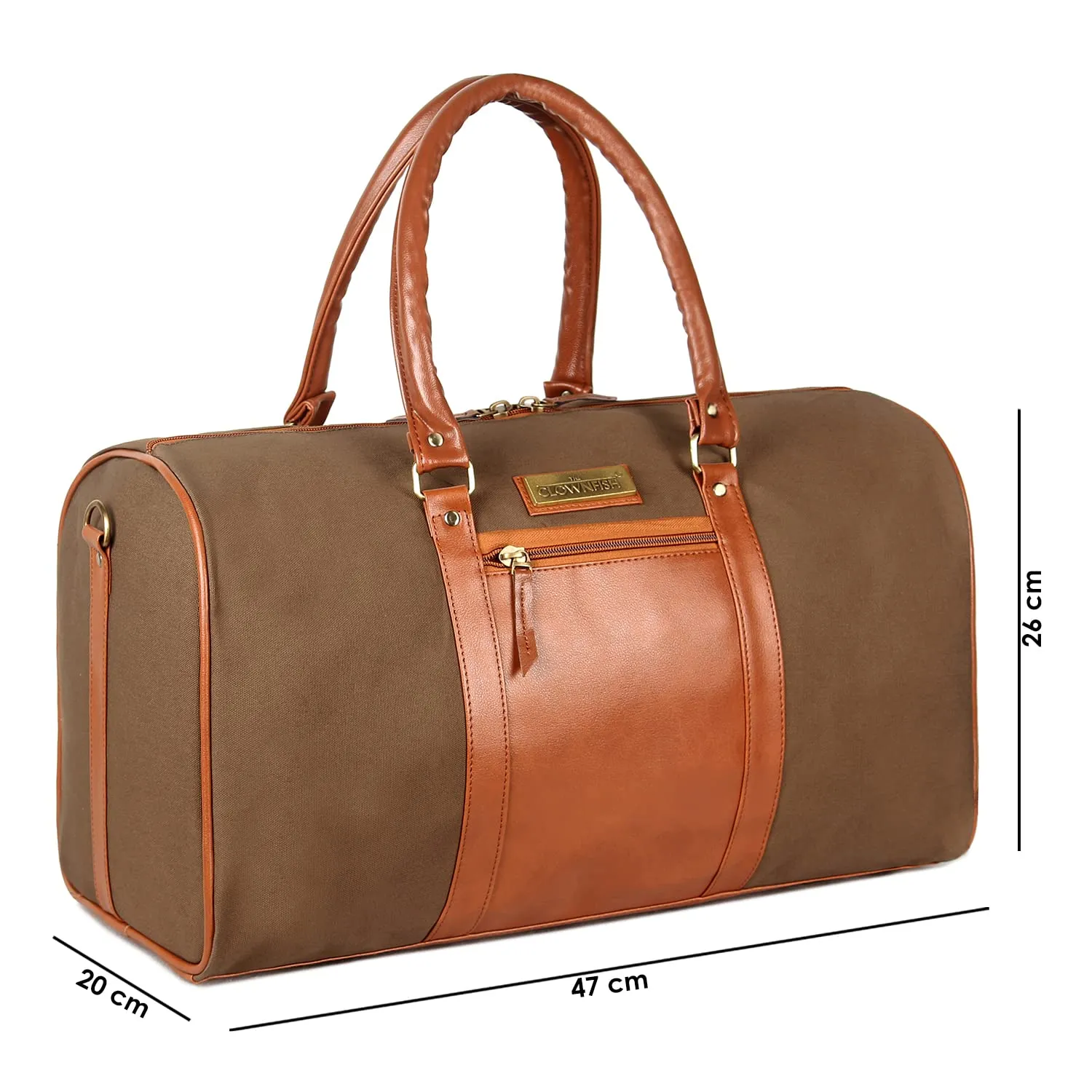 The Clownfish Concordia Men's and Women's 24 L Canvas Stylish and Spacious Storage Travel Duffle Bag Cabin Luggage (Mehendi)