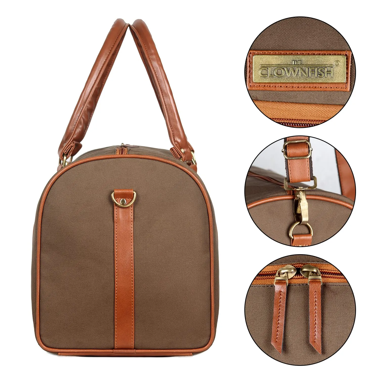 The Clownfish Concordia Men's and Women's 24 L Canvas Stylish and Spacious Storage Travel Duffle Bag Cabin Luggage (Mehendi)