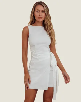 The Kate: White Boat Neck Mini Dress