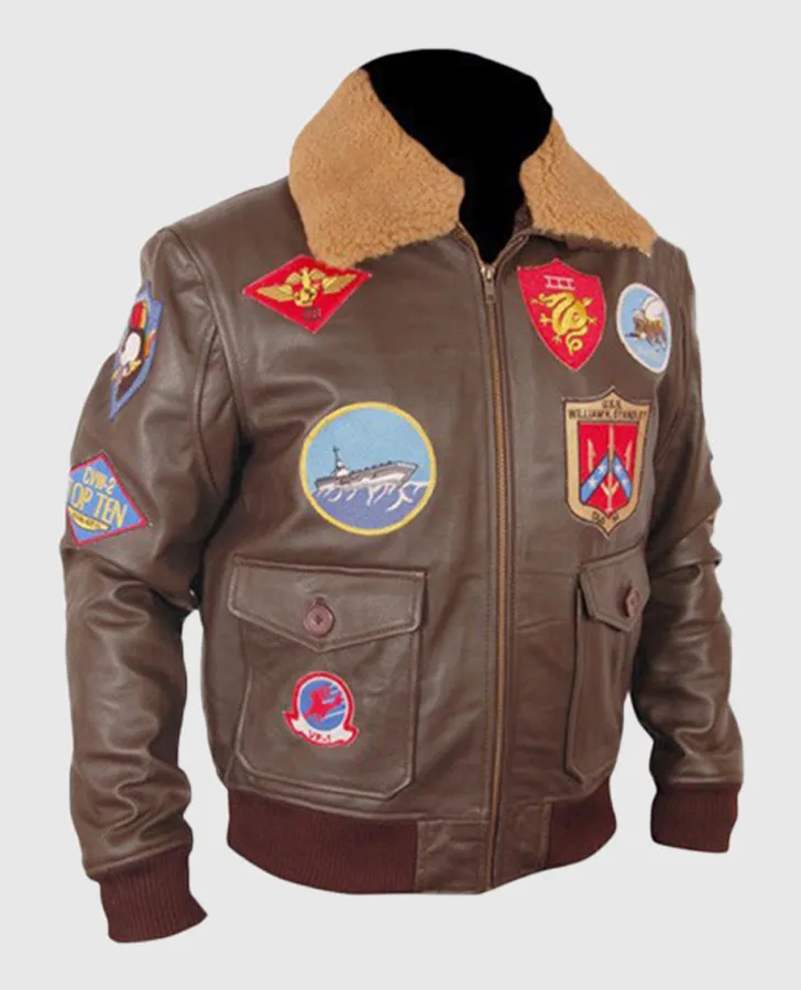 Top Gun Brown Bomber Leather Jacket
