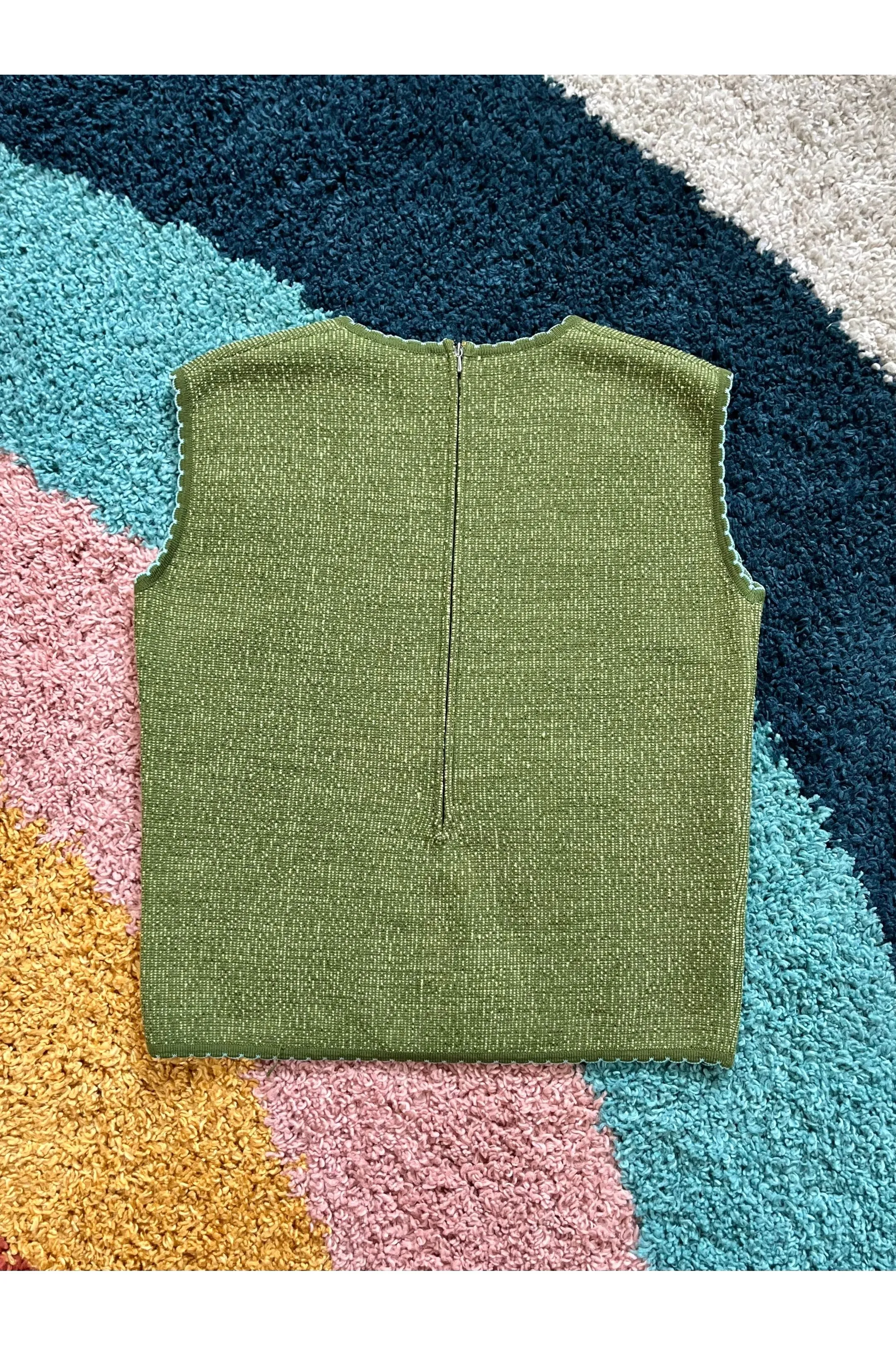 Vintage 60s Scalloped Speckled Knit Vest