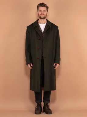 Vintage 70's Men Long Wool Topcoat in Green