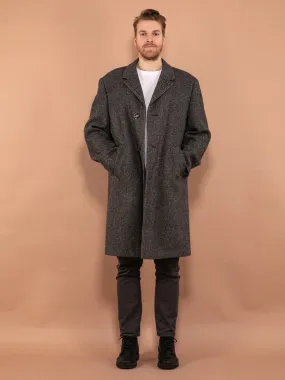 Vintage 80's Men Wool Coat in Grey