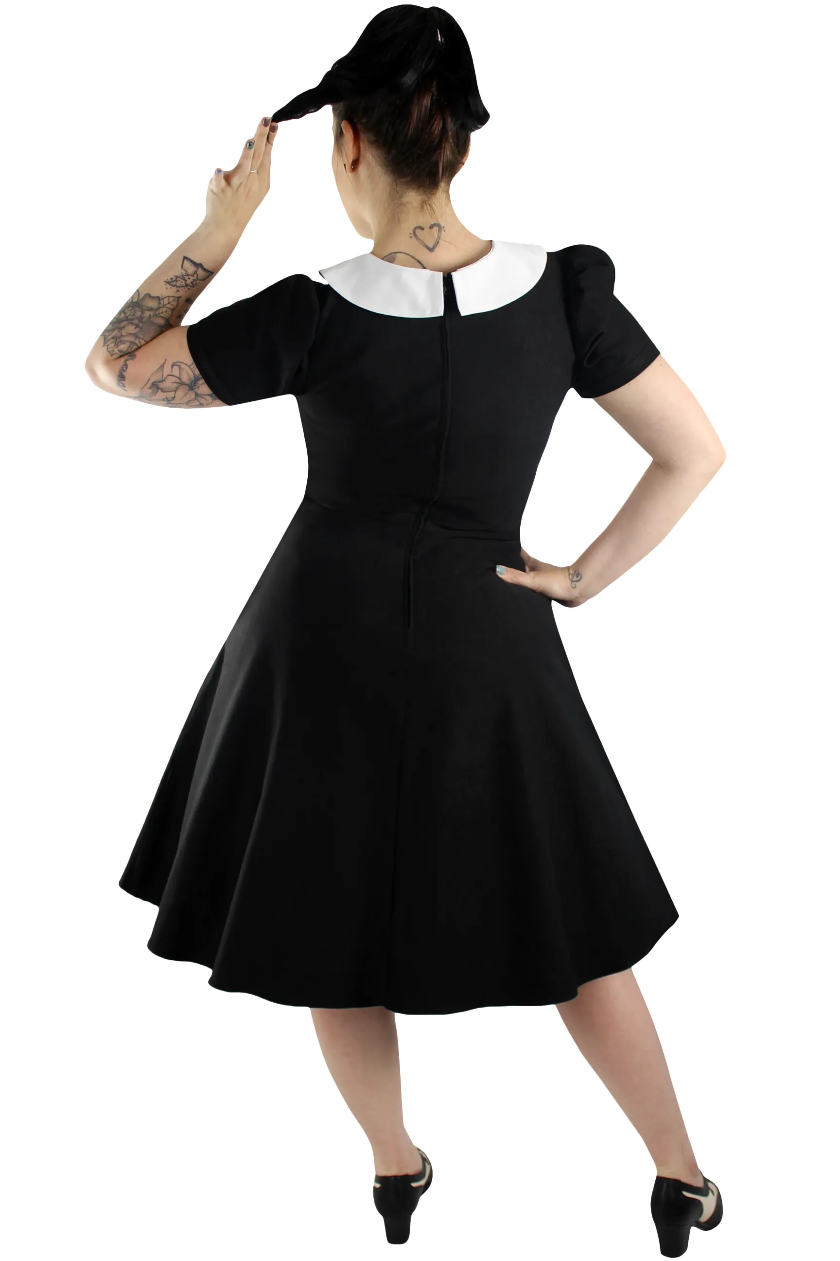 Wednesday Addams Circle Dress/ Pointy Collar