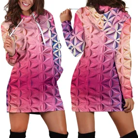 WHITE AND PINK PETALS | WOMENS HOODIE DRESS | ACIDMATH AI