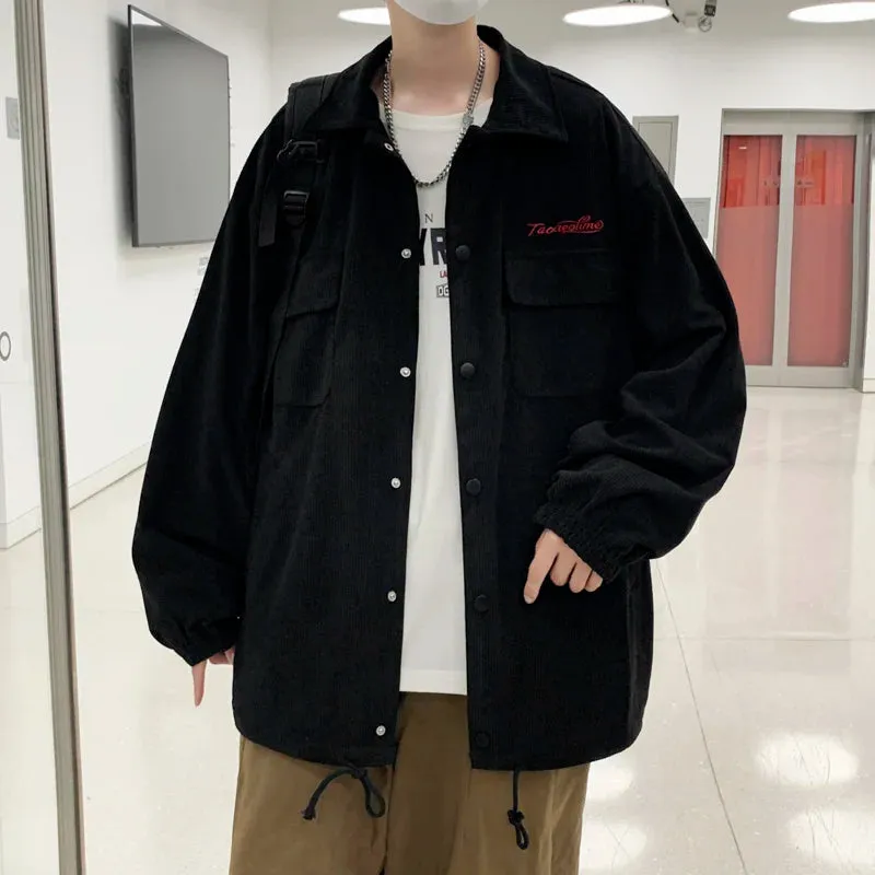 Wiaofellas  -  Corduroy Autumn Winter Men's Outerwear Jackets Safari Retro Pockets Soft Coat Loose Oversize M-XXXL Tops Casual Chic Streetwear