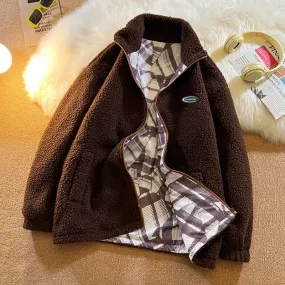 Winter Fleece Fluffy Jacket warm Fuzzy Zipper Coat Men Autumn Solid Color Lightweight Jackets Streetwear Hip Hop Harajuku 20223