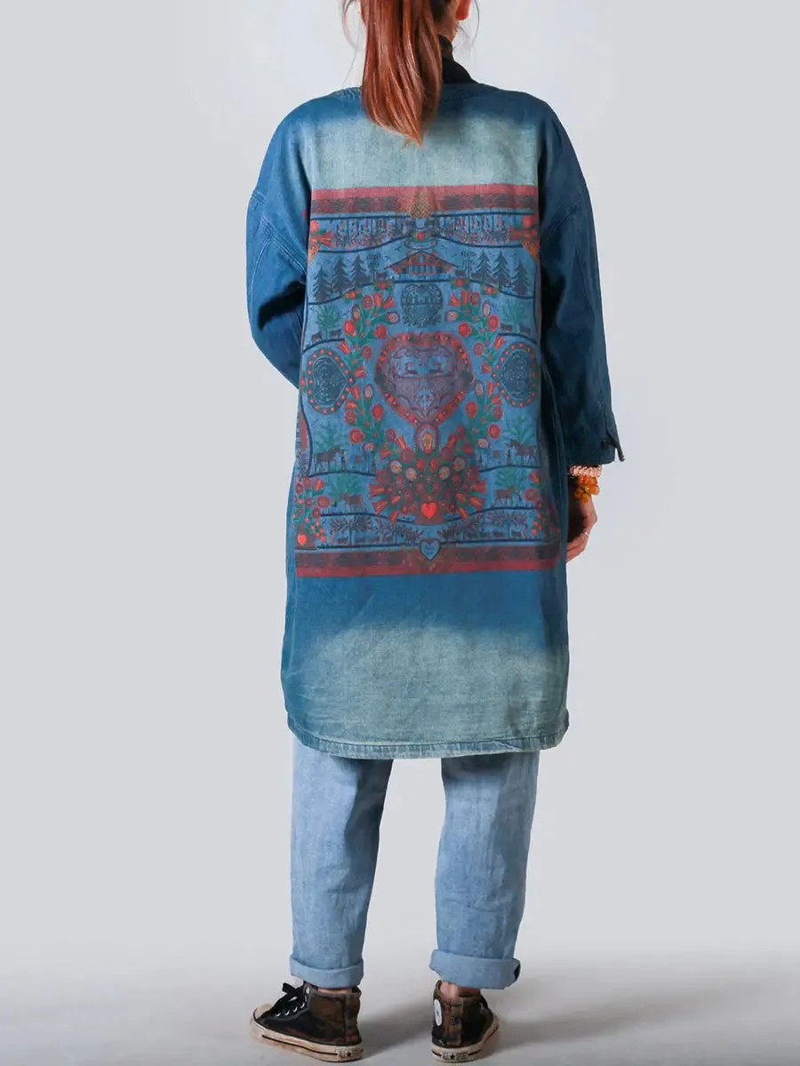 Women Frayed Denim Coat