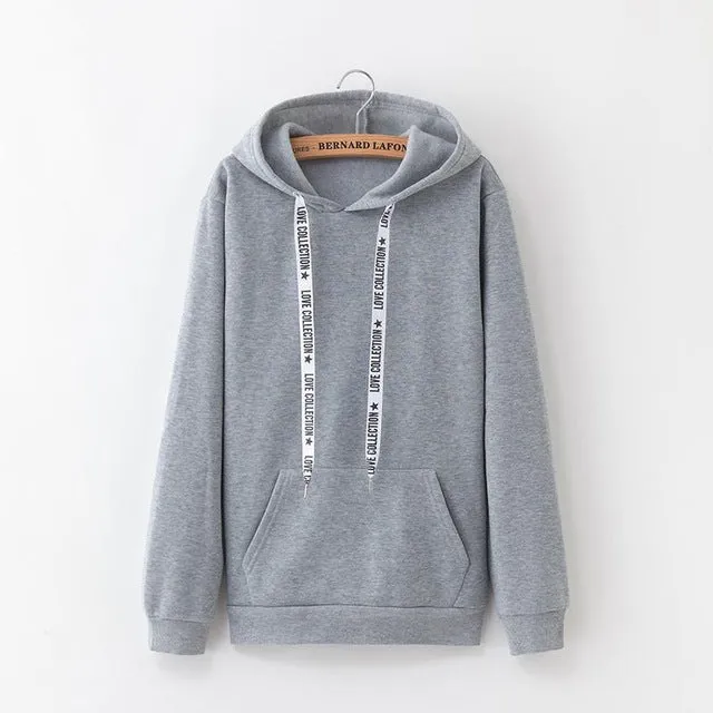 Women's Hoodies 2019 New Social Harajuku Hoodies For Girls Solid Color Hooded Tops Women's Sweatshirt Long-sleeved Winter Velvet Thickening Coat