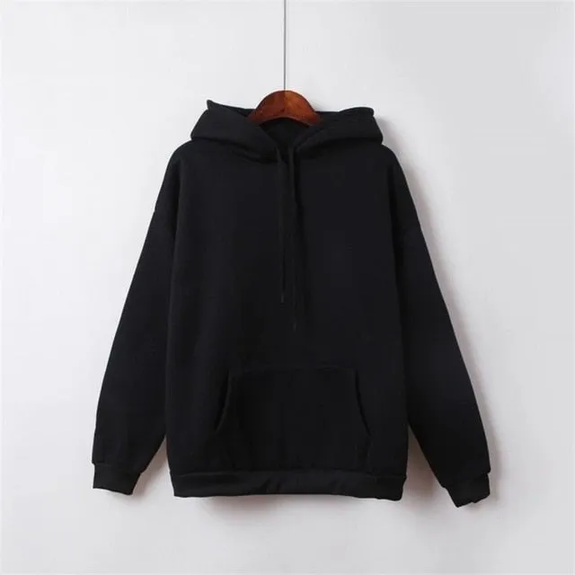 Women's Hoodies 2019 New Social Harajuku Hoodies For Girls Solid Color Hooded Tops Women's Sweatshirt Long-sleeved Winter Velvet Thickening Coat