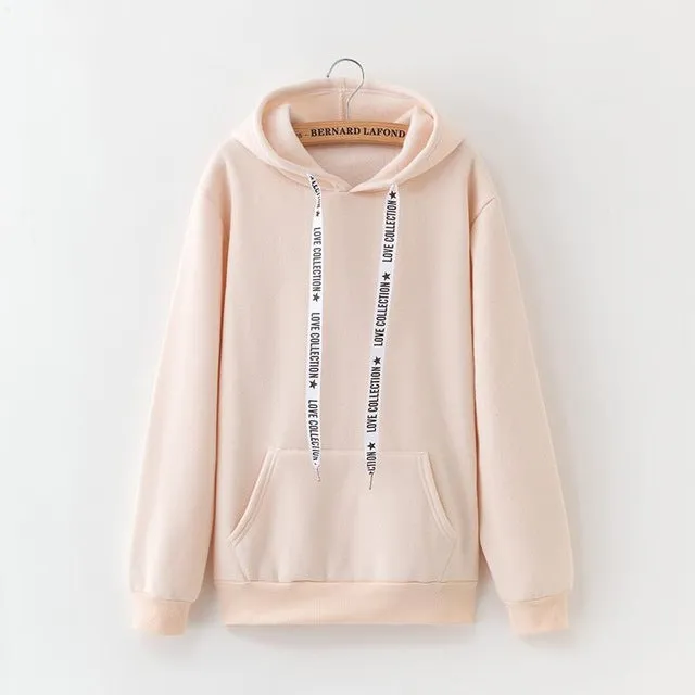 Women's Hoodies 2019 New Social Harajuku Hoodies For Girls Solid Color Hooded Tops Women's Sweatshirt Long-sleeved Winter Velvet Thickening Coat
