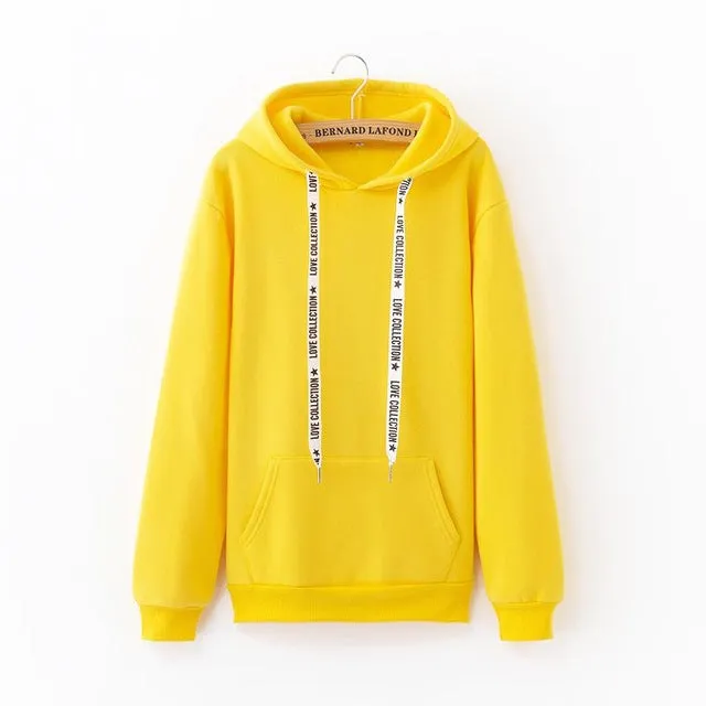 Women's Hoodies 2019 New Social Harajuku Hoodies For Girls Solid Color Hooded Tops Women's Sweatshirt Long-sleeved Winter Velvet Thickening Coat
