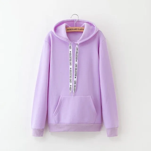 Women's Hoodies 2019 New Social Harajuku Hoodies For Girls Solid Color Hooded Tops Women's Sweatshirt Long-sleeved Winter Velvet Thickening Coat