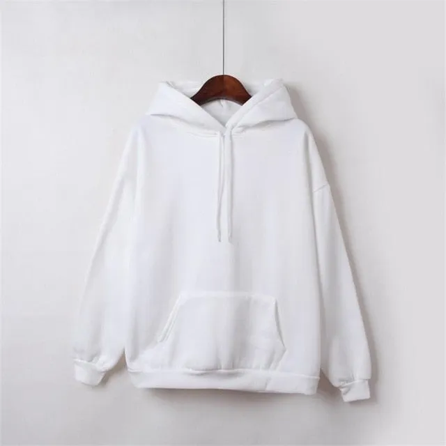Women's Hoodies 2019 New Social Harajuku Hoodies For Girls Solid Color Hooded Tops Women's Sweatshirt Long-sleeved Winter Velvet Thickening Coat