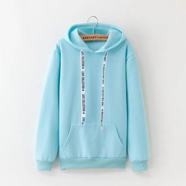 Women's Hoodies 2019 New Social Harajuku Hoodies For Girls Solid Color Hooded Tops Women's Sweatshirt Long-sleeved Winter Velvet Thickening Coat