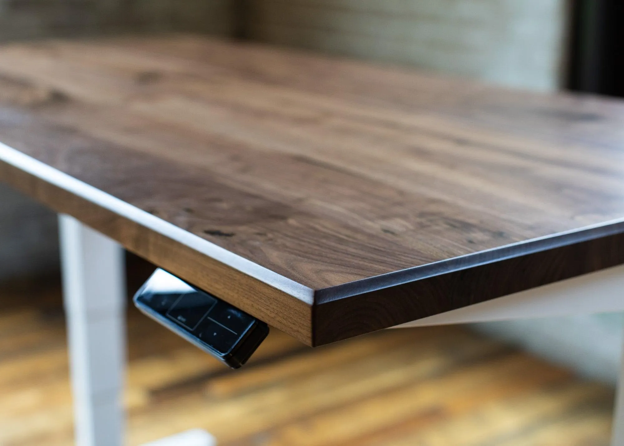 Wood Slab Desk //Solid Wood Home Office Desk with Choice of Adjustable or Fixed Base