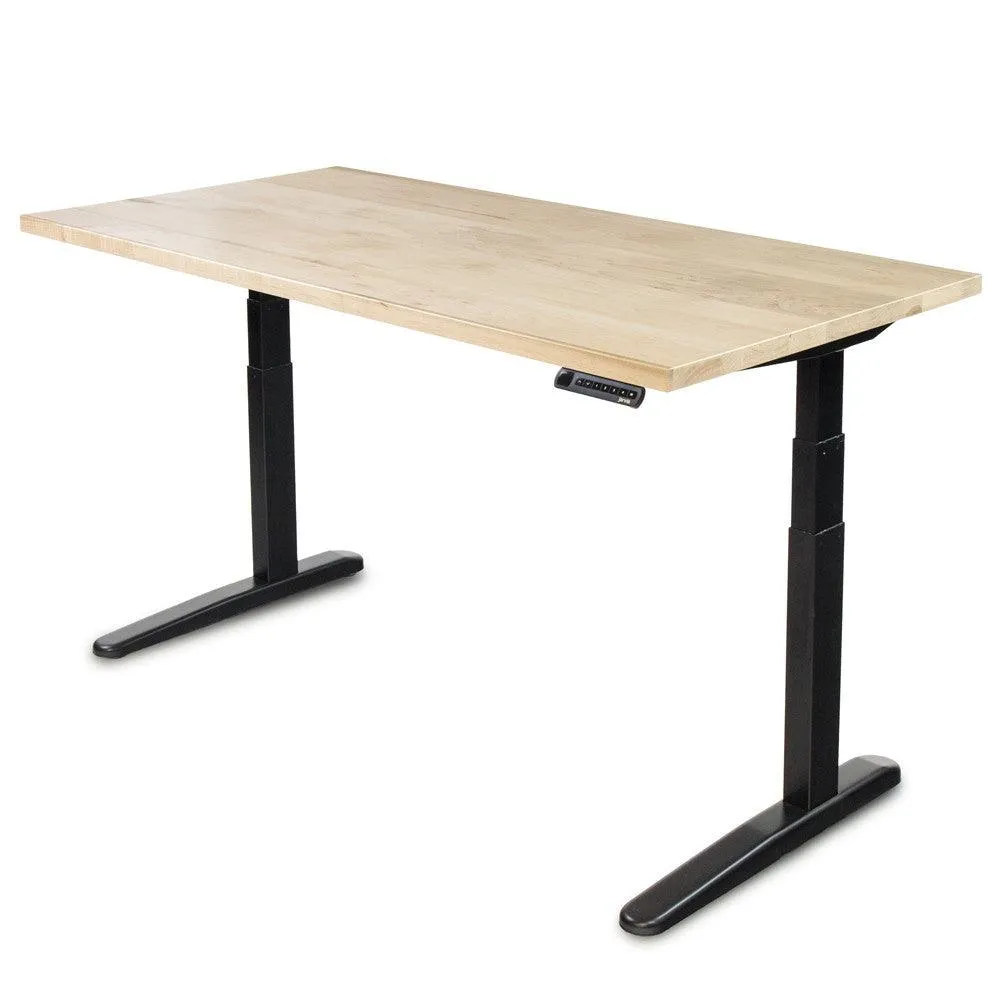 Wood Slab Desk //Solid Wood Home Office Desk with Choice of Adjustable or Fixed Base