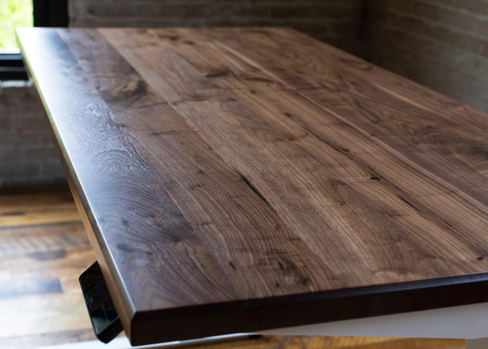 Wood Slab Desk //Solid Wood Home Office Desk with Choice of Adjustable or Fixed Base