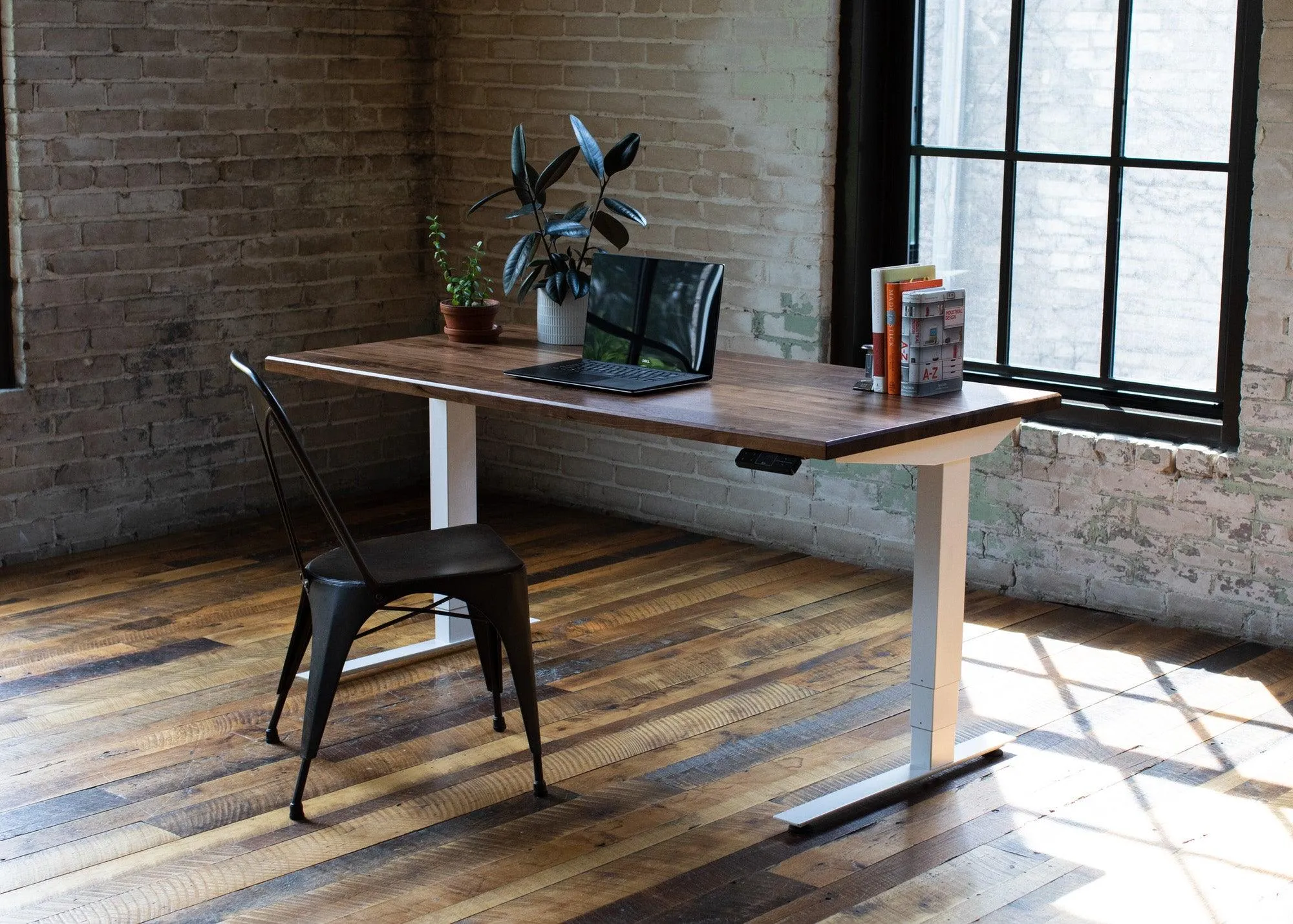 Wood Slab Desk //Solid Wood Home Office Desk with Choice of Adjustable or Fixed Base