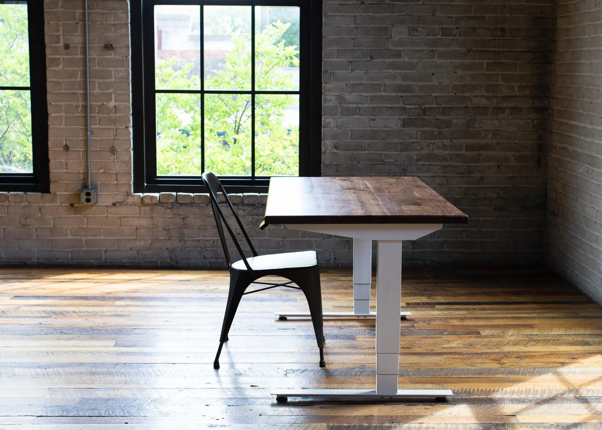 Wood Slab Desk //Solid Wood Home Office Desk with Choice of Adjustable or Fixed Base