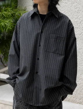 WOOL BLEND STRIPED OVERSHIRT